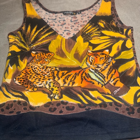 Vintage Chaudry KC Jungle Tiger & Leopard Tank Top - Picture 3 of 6